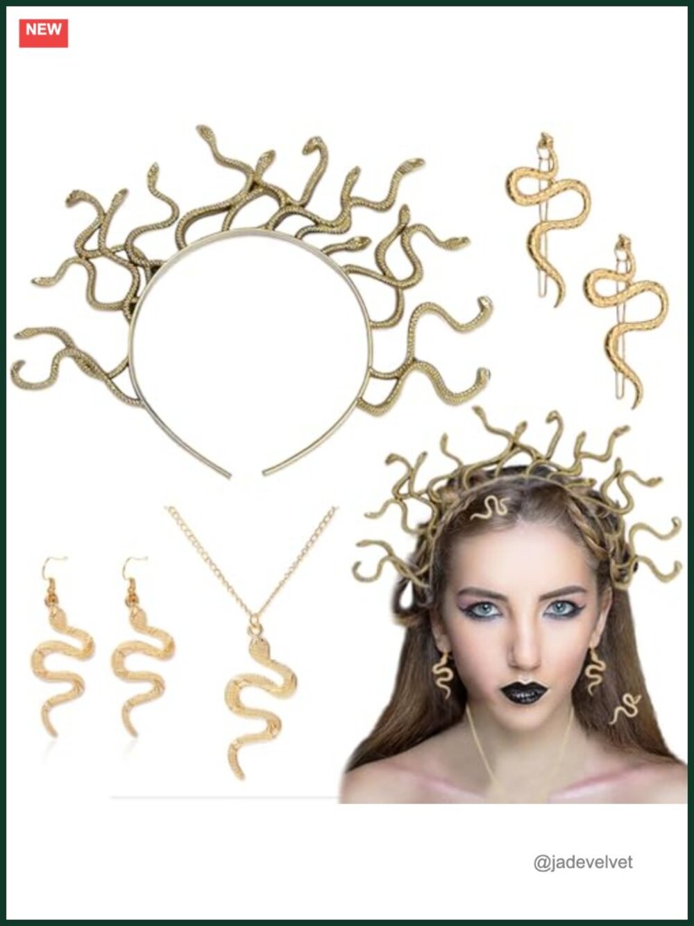 Medusa Snake Costume Accessories Set Headband Necklace Earrings Hairpins